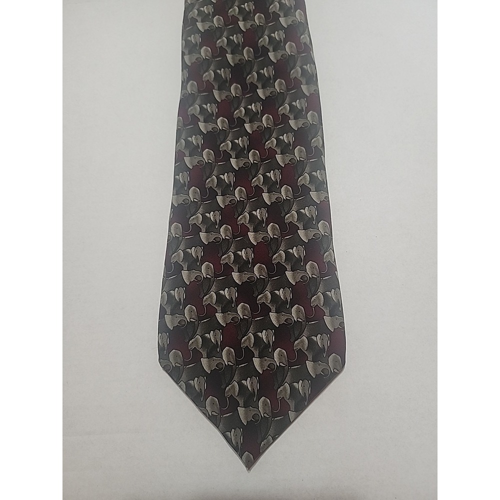 VINTAGE NATURE CONSERVANCY Elephant Brown Green Mens Imported Silk Neck Tie NEW‎